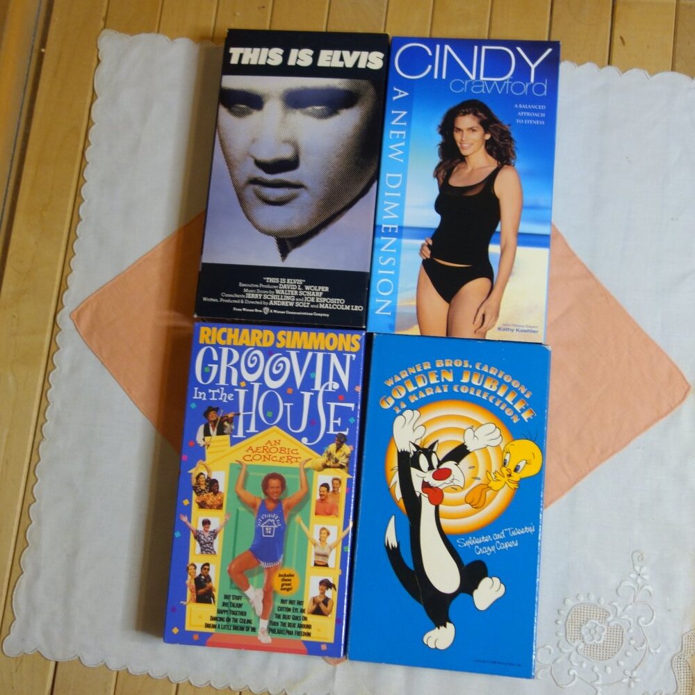 📺 RARE NEW Vintage VHS Variety Bundle - Elvis, Richard Simmons, Cindy Crawford